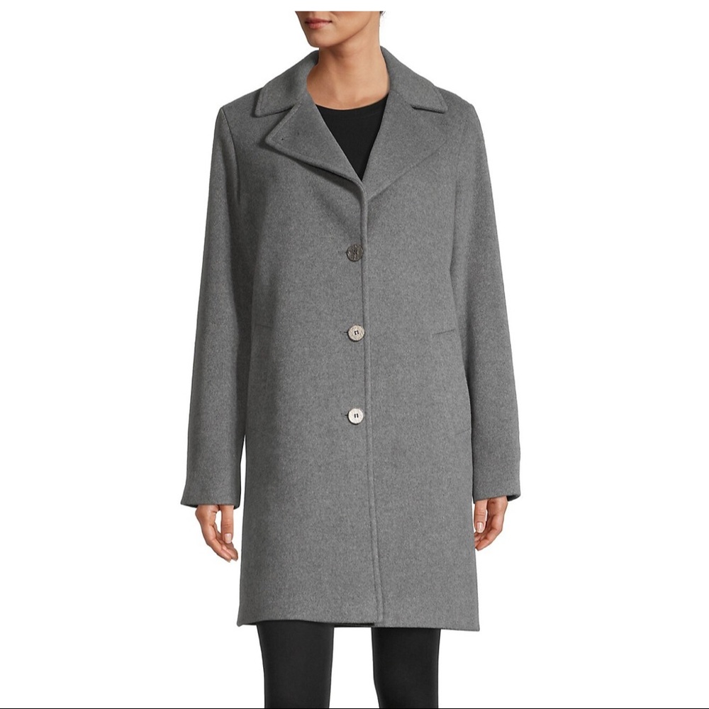 HiSO Wool & Cashmere Blend Walker Coat Grey size 16